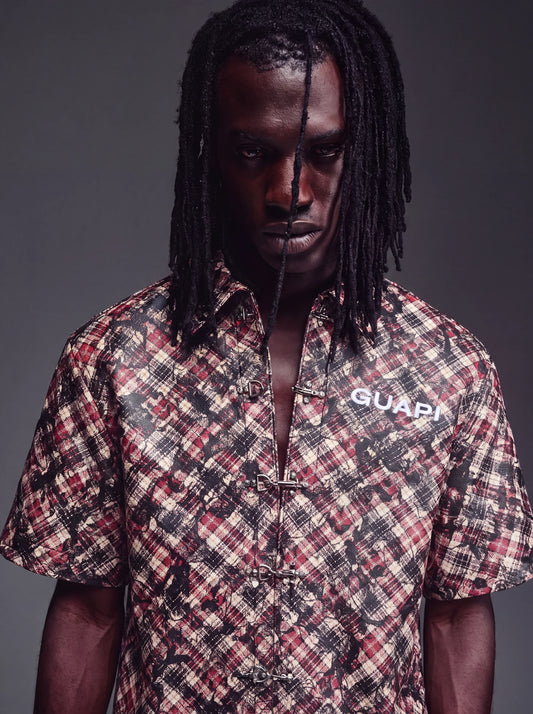 GUAPI Charcoal Plaid Leather Shirt & Shorts