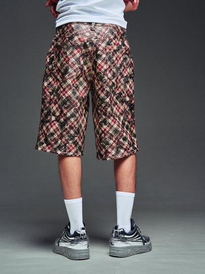 GUAPI Charcoal Plaid Leather Shirt & Shorts