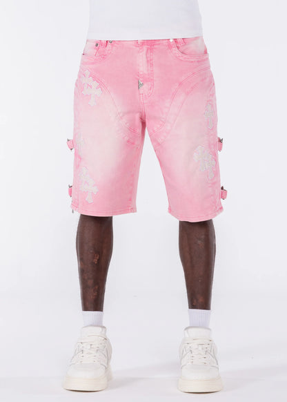 GUAPI French Rose Cross Buckle Shorts