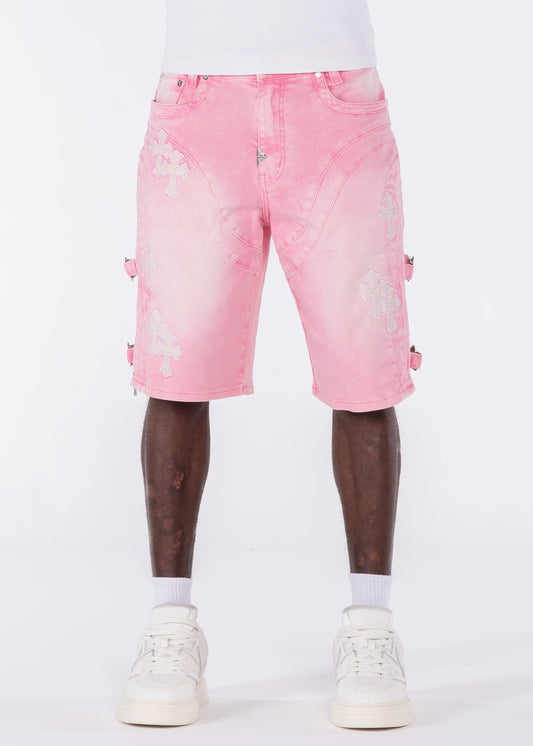 GUAPI French Rose Cross Buckle Shorts