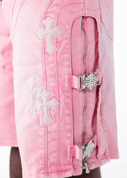 GUAPI French Rose Cross Buckle Shorts