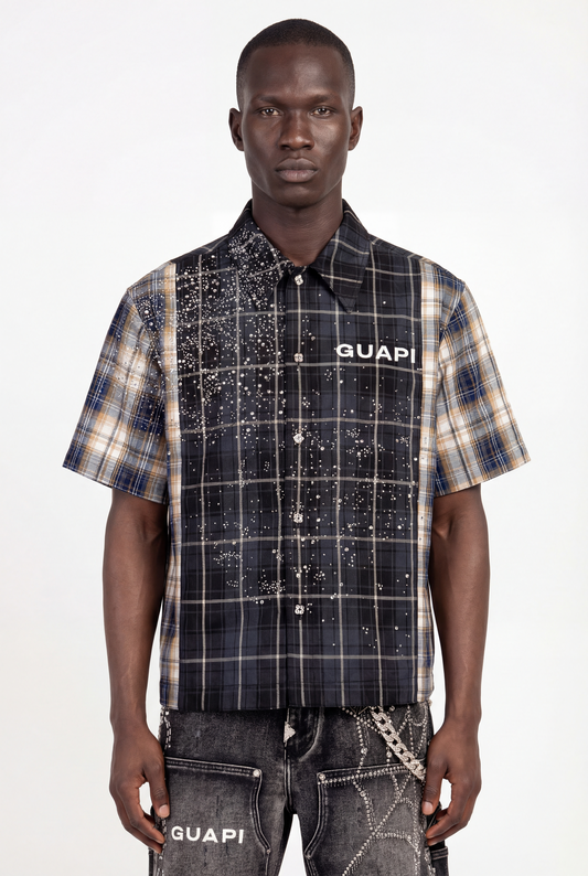 GUAPI noir plaid shirt