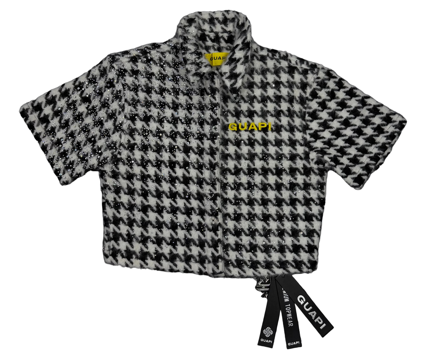 GUAPI White houndstooth furry crop
