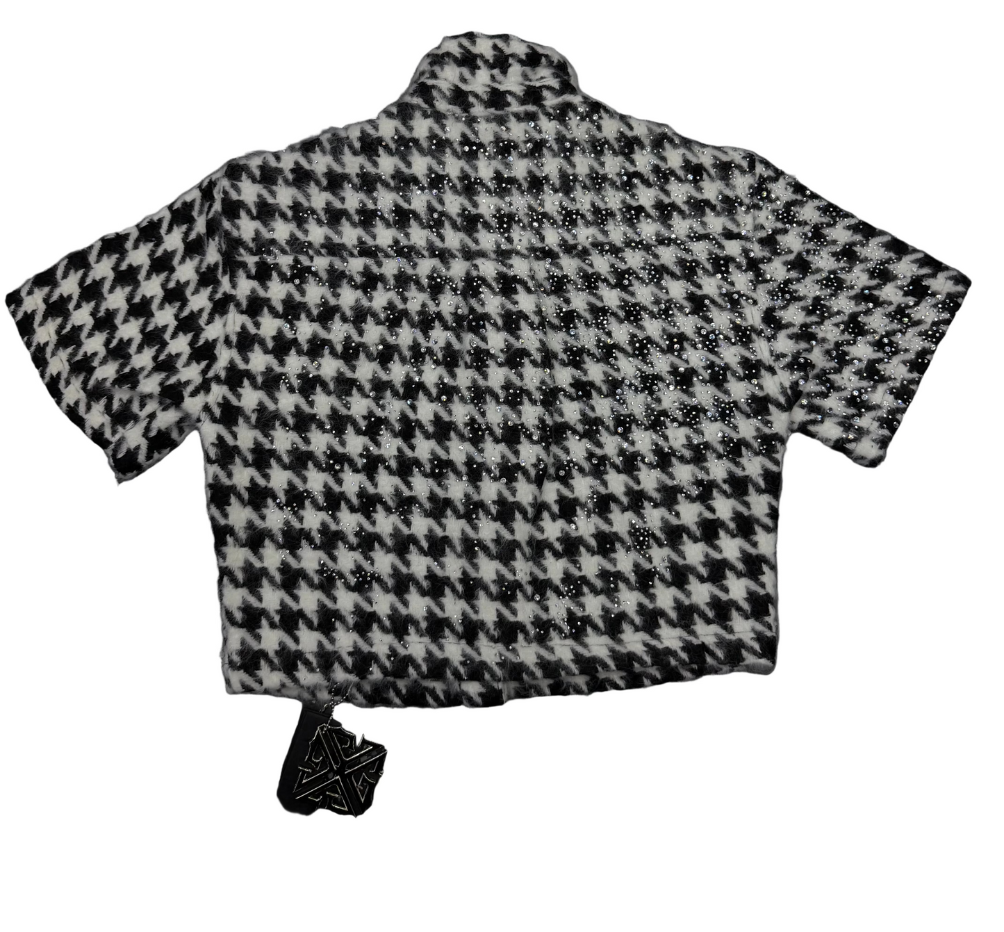 GUAPI White houndstooth furry crop