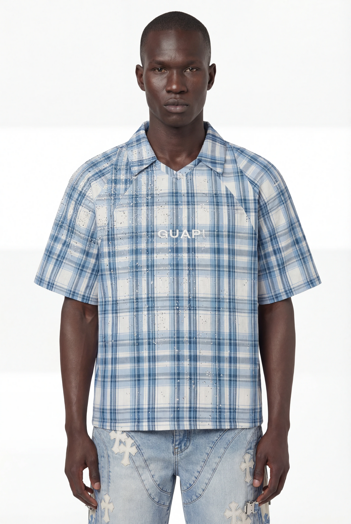 GUAPI Ice Blue Plaid Shirt