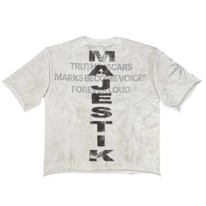 MAJESTIK SINNERS XX STAR RHINESTONE CREWNECK TEE (OFF WHITE)