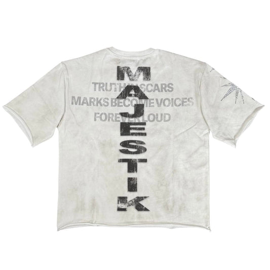 MAJESTIK SINNERS XX STAR RHINESTONE CREWNECK TEE (OFF WHITE)