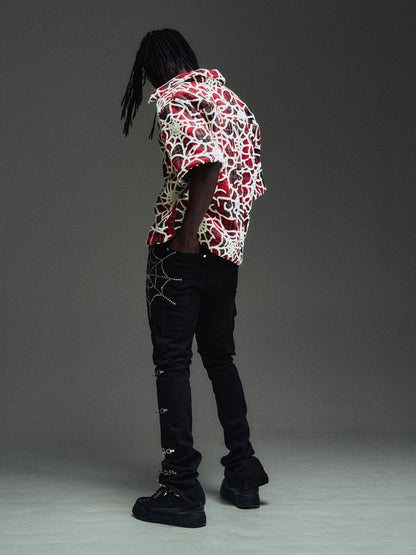 GUAPI Obsidian Black Spikes Cargo Denim