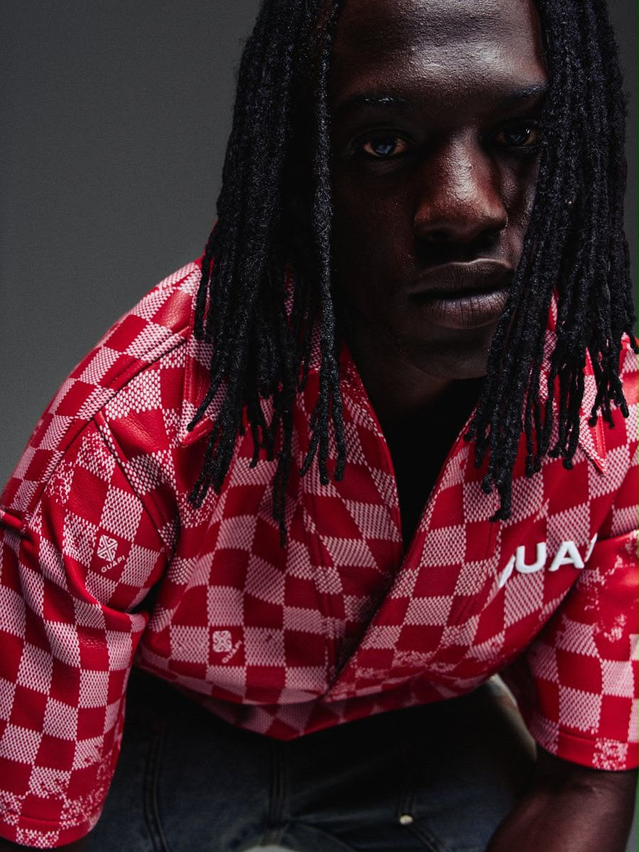 GUAPI Blood Red Checkerboard Leather Shirt V2