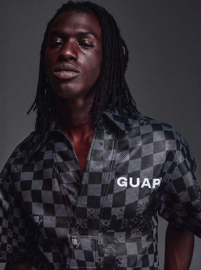GUAPI Obsidian Black Checkerboard Leather Shirt V2