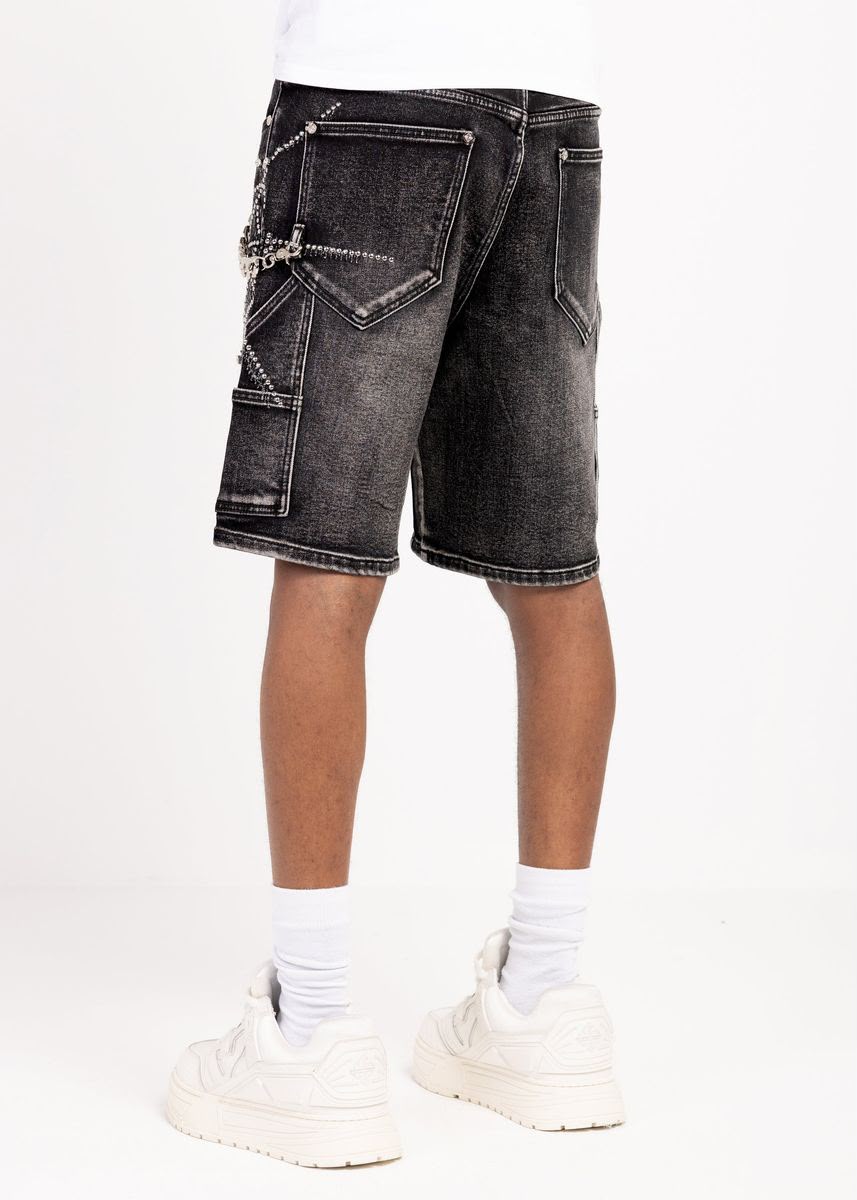 GUAPI Obsidian Black Spider Denim Shorts