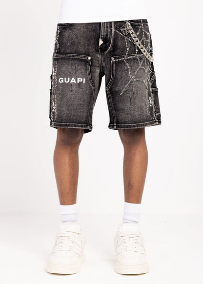 GUAPI Obsidian Black Spider Denim Shorts