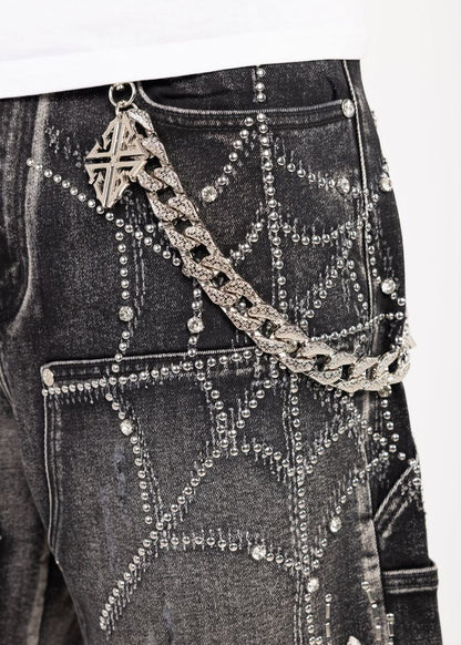 GUAPI Obsidian Black Spider Denim Shorts