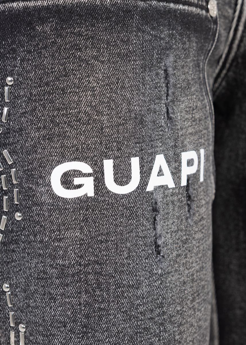 GUAPI Obsidian Black Spider Denim Shorts