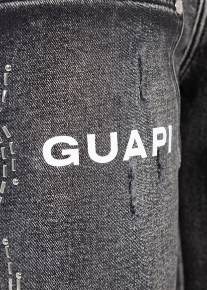 GUAPI Obsidian Black Spider Denim Shorts