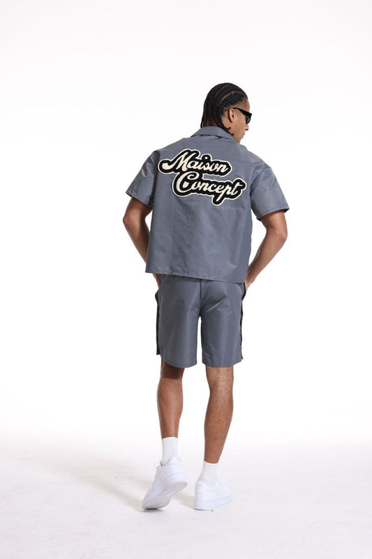 Maison Con Top" Grey Set With shorts