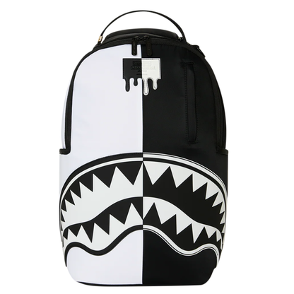 SPRAYGROUND SHARK CENTRAL BLACK AND WHITE STENCIL BACKPACK