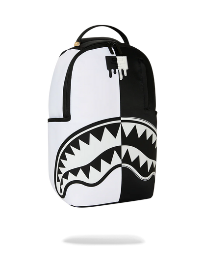 SPRAYGROUND SHARK CENTRAL BLACK AND WHITE STENCIL BACKPACK