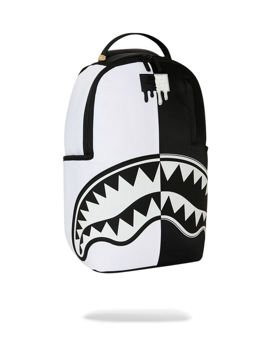 SPRAYGROUND SHARK CENTRAL BLACK AND WHITE STENCIL BACKPACK