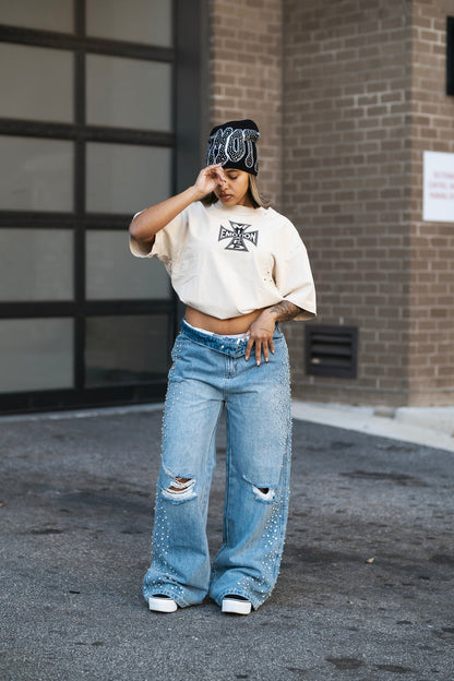 MIXED EMOTION Blue ‘Stone’ Baggy Jeans