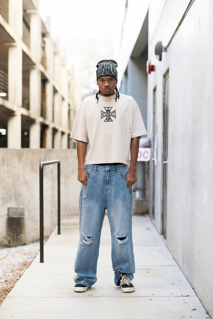 MIXED EMOTION Blue ‘Stone’ Baggy Jeans
