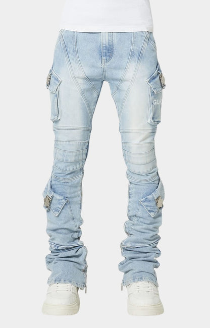 GUAPI AQUA BLACK OPS CARGO DENIM – STACKED JEANS