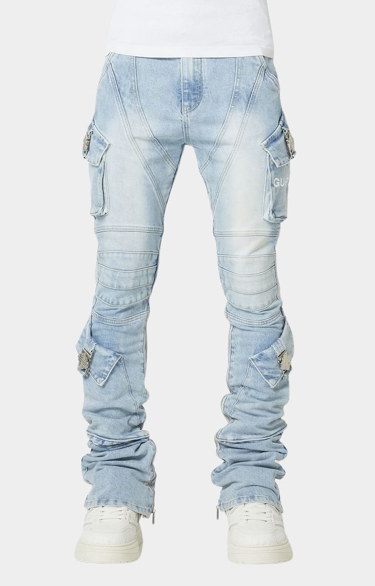 GUAPI AQUA BLACK OPS CARGO DENIM – STACKED JEANS