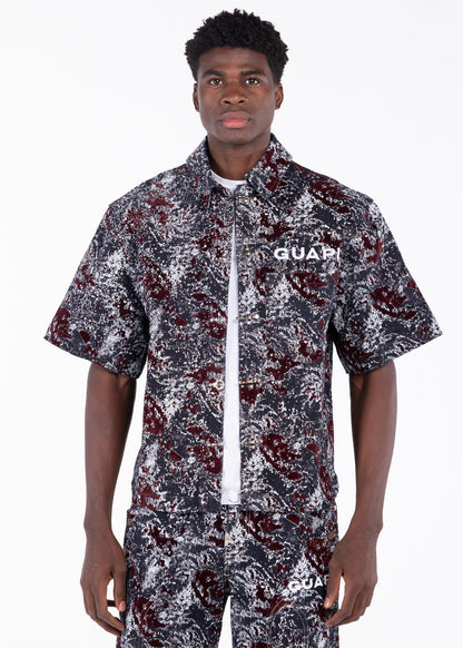 GUAPI Wine Red Laser Velvet Shirt