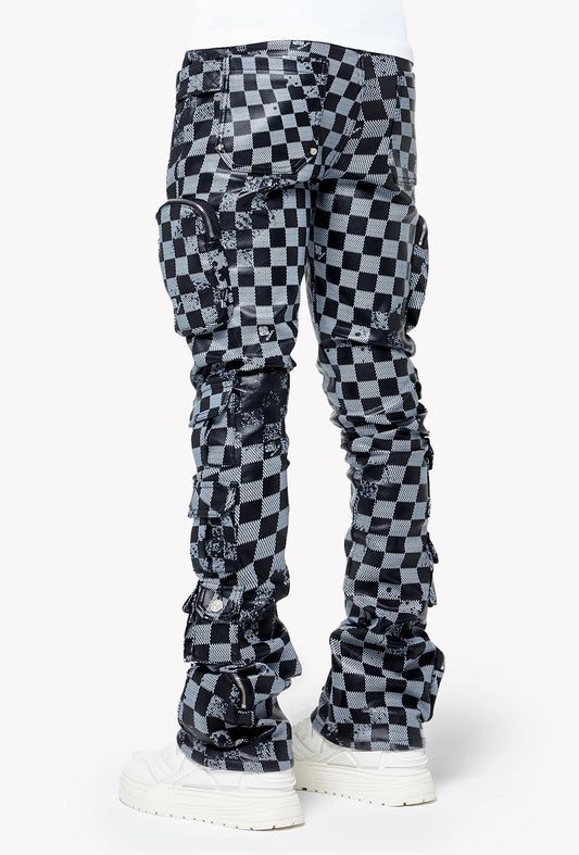 GUAPI Obsidian Black Checkerboard Leather Pant