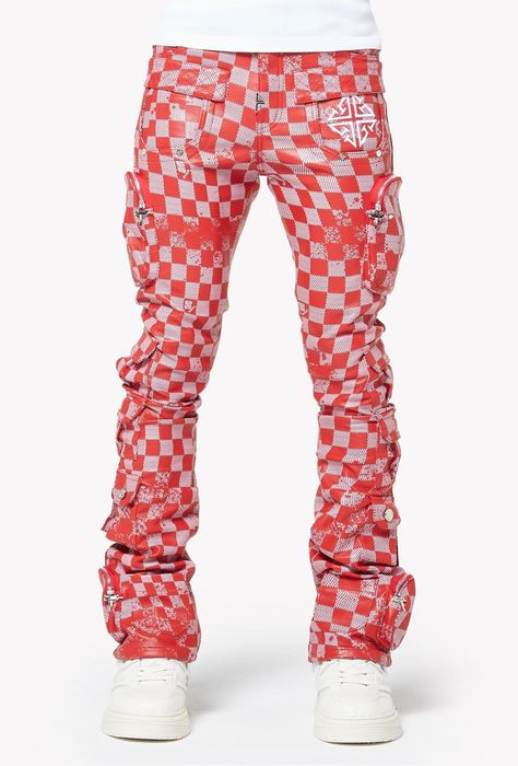 GUAPI Obsidian RED Checkerboard Leather Pant