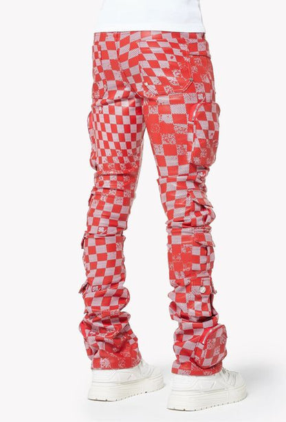 GUAPI Obsidian RED Checkerboard Leather Pant