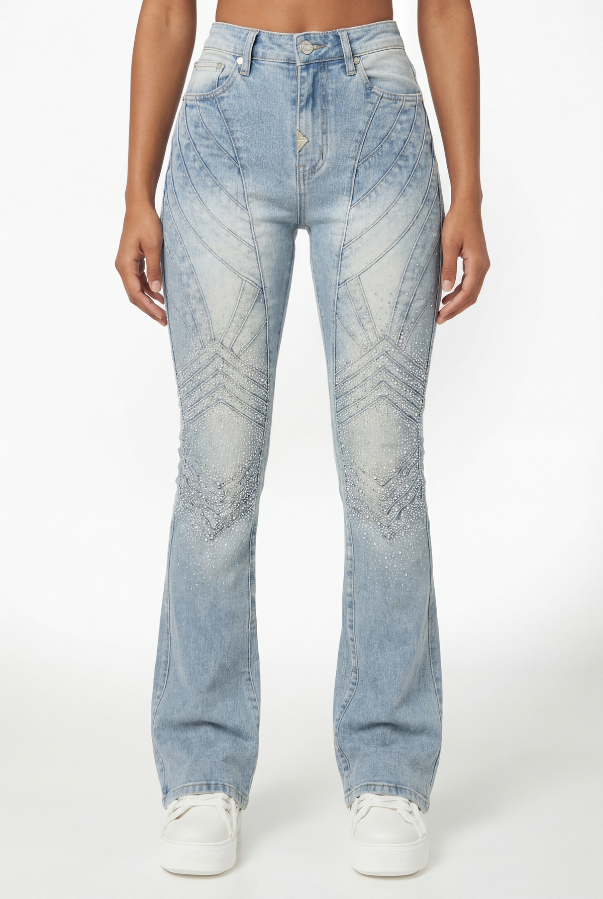 Guapi Aqua Blue Embellished Knight Denim