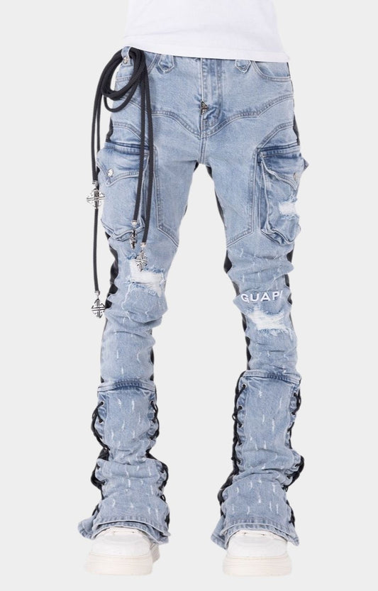 GUAPI AQUA BLUE ROPE - STACKED CARGO HYBRID JEANS