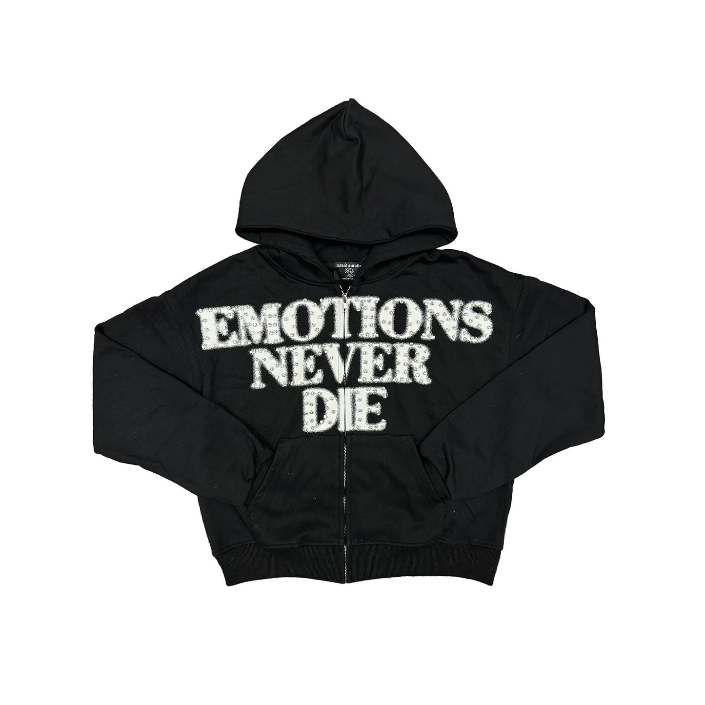 Black end rhinestone hoodie