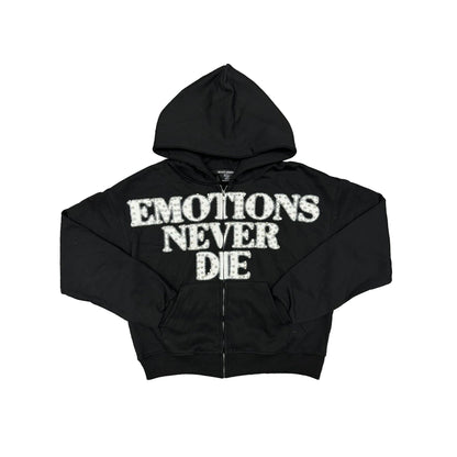 Black end rhinestone hoodie
