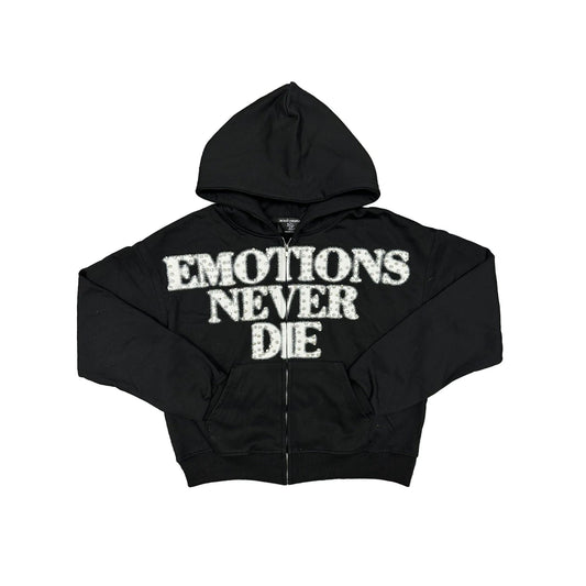 Black end rhinestone hoodie