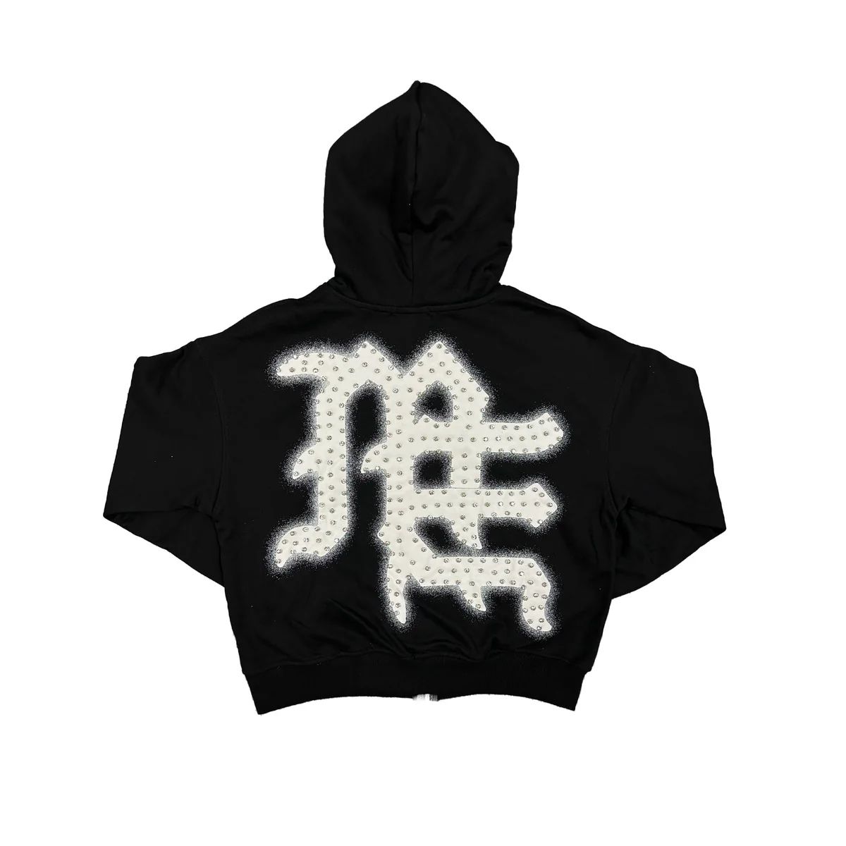 Black end rhinestone hoodie