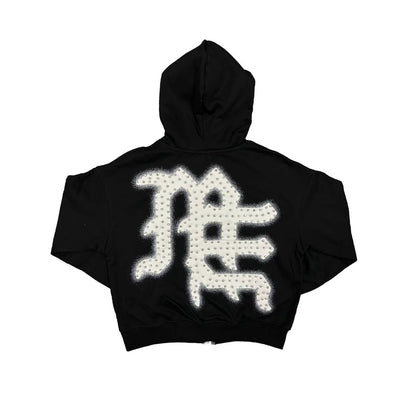 Black end rhinestone hoodie