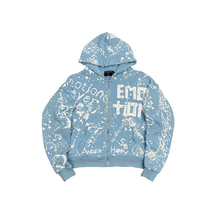 Blue graffiti hoodie