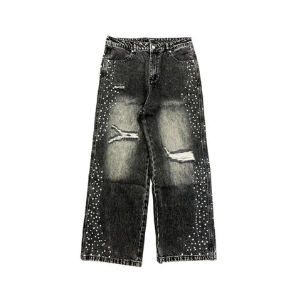 Grey stone baggy jeans