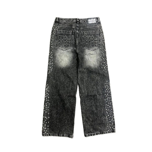 Grey stone baggy jeans