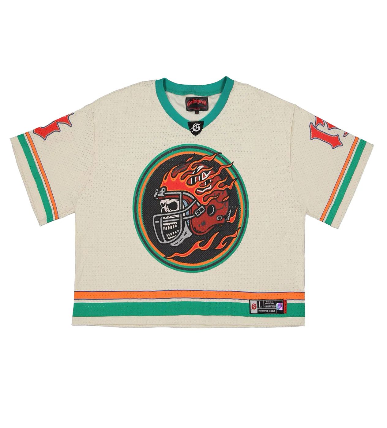 Godspeed First Down Jersey- ‘Bone/Teal’