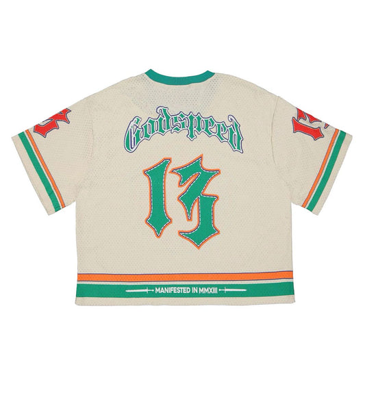 Godspeed First Down Jersey- ‘Bone/Teal’