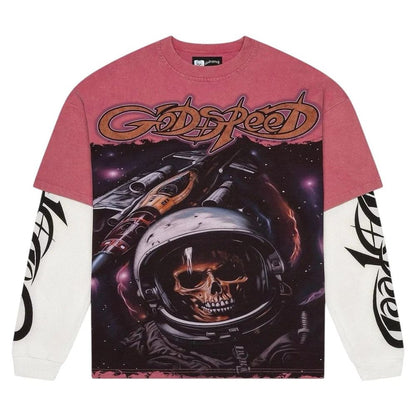 GODSPEED SPACE TRAVELER LAYERED L/S TEE PINK