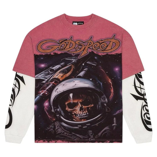 GODSPEED SPACE TRAVELER LAYERED L/S TEE PINK