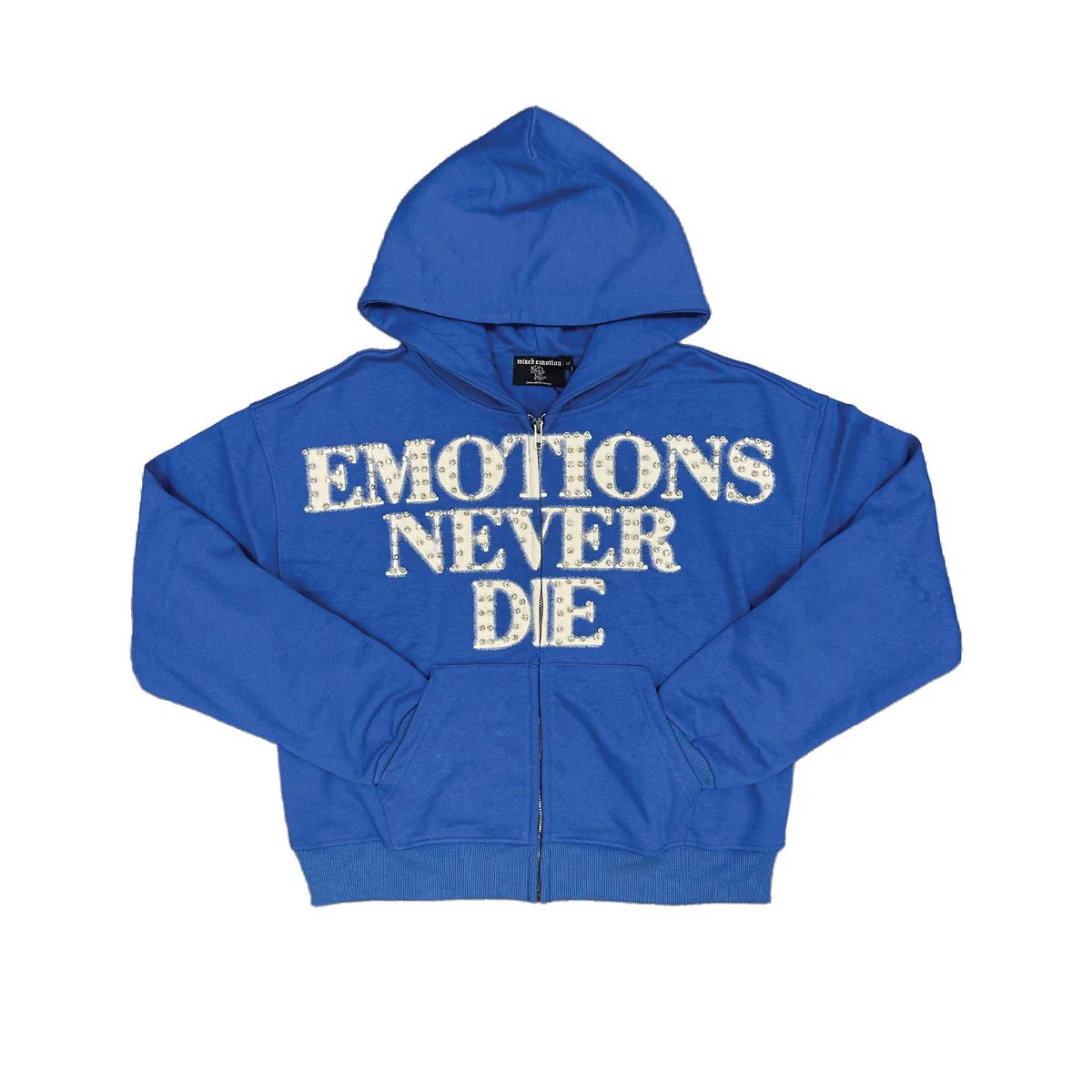 Blue end rhinestone hoodie