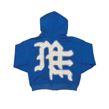 Blue end rhinestone hoodie